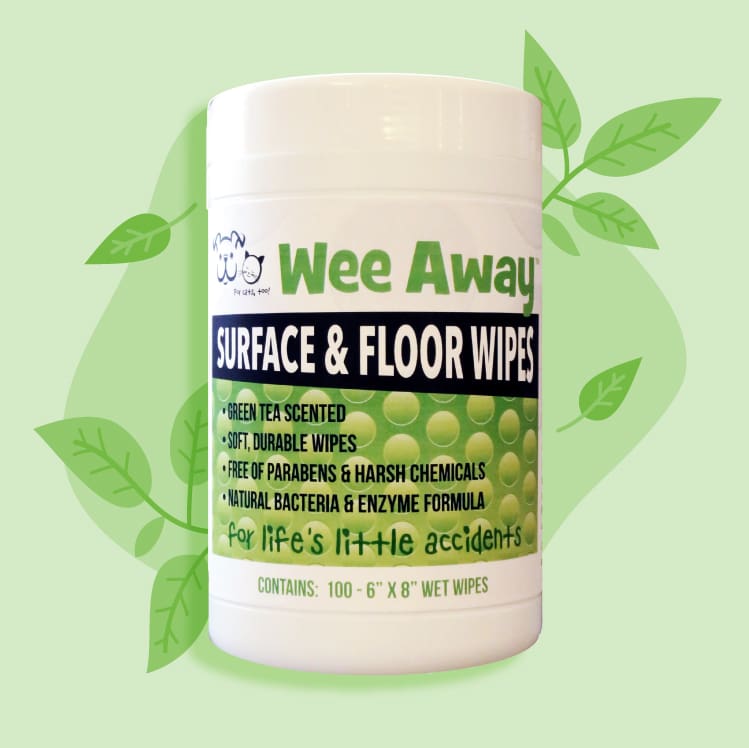 100 ct. 6x8 floor wipes for dog accidents, green tea scent.